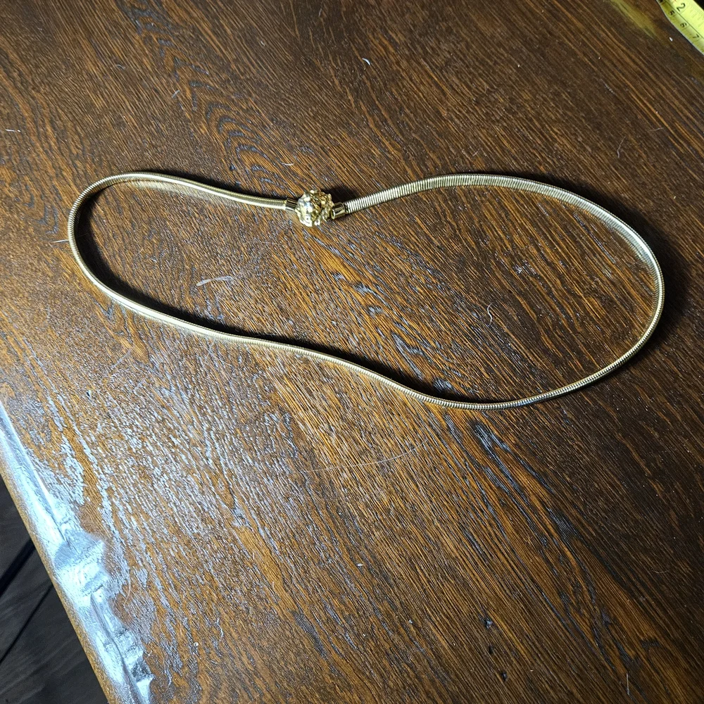 Vintage 80s 90s Gold Tone Lion Head Belt 30 Inches In Length.